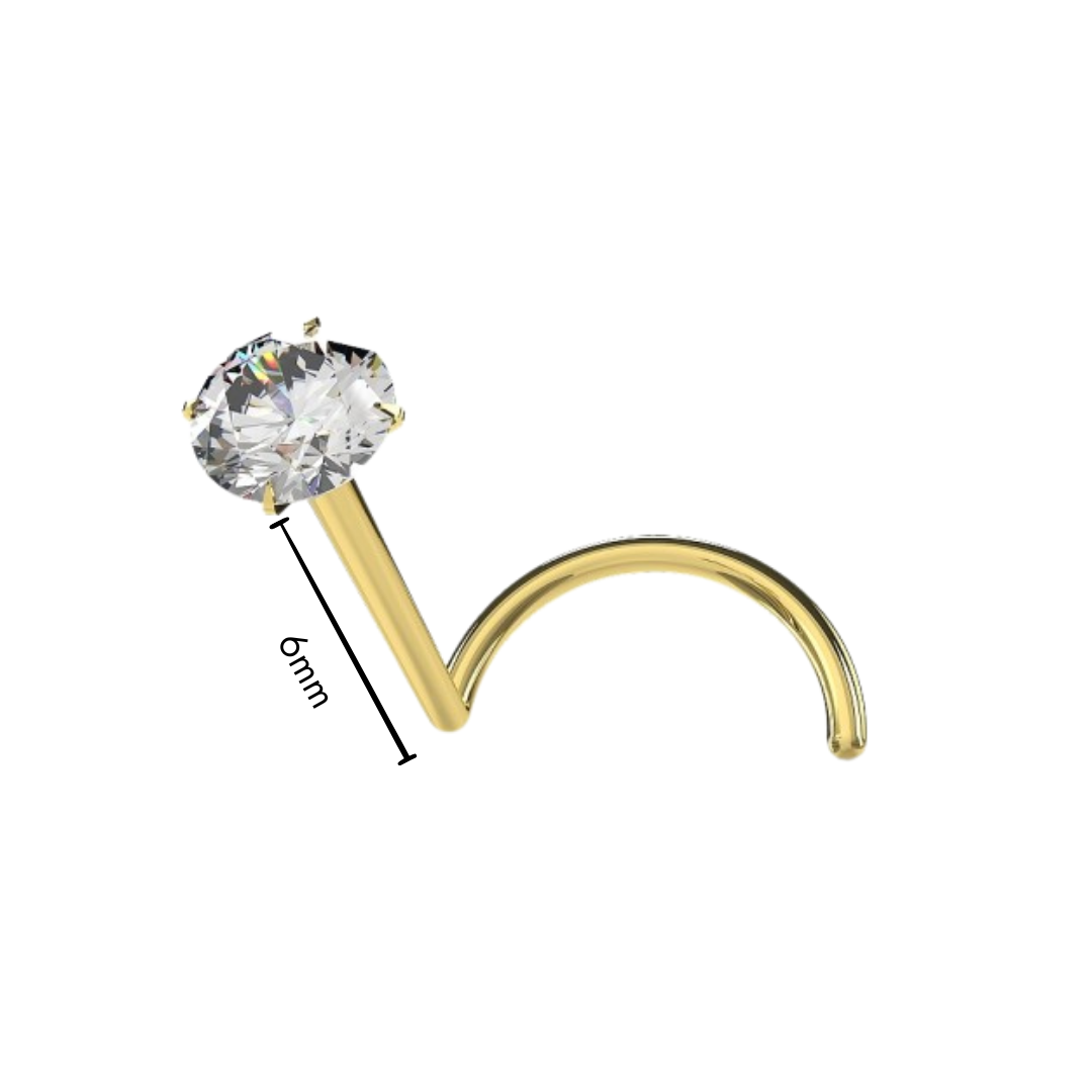 Nose Studs - 14 Karat Gold With Diamond Nose Screw