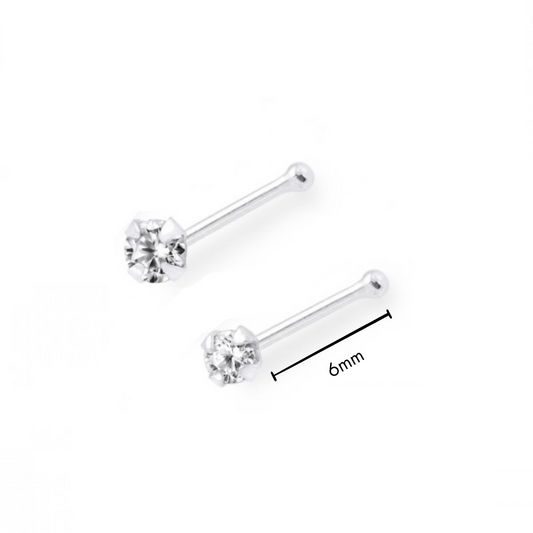 Nose Studs - White Gold With Diamond Nose Bone