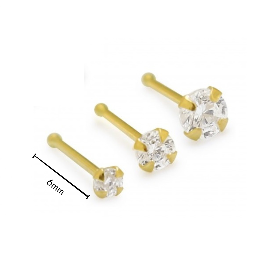Nose Studs - 14 Karat Gold With Diamond Nose Bone