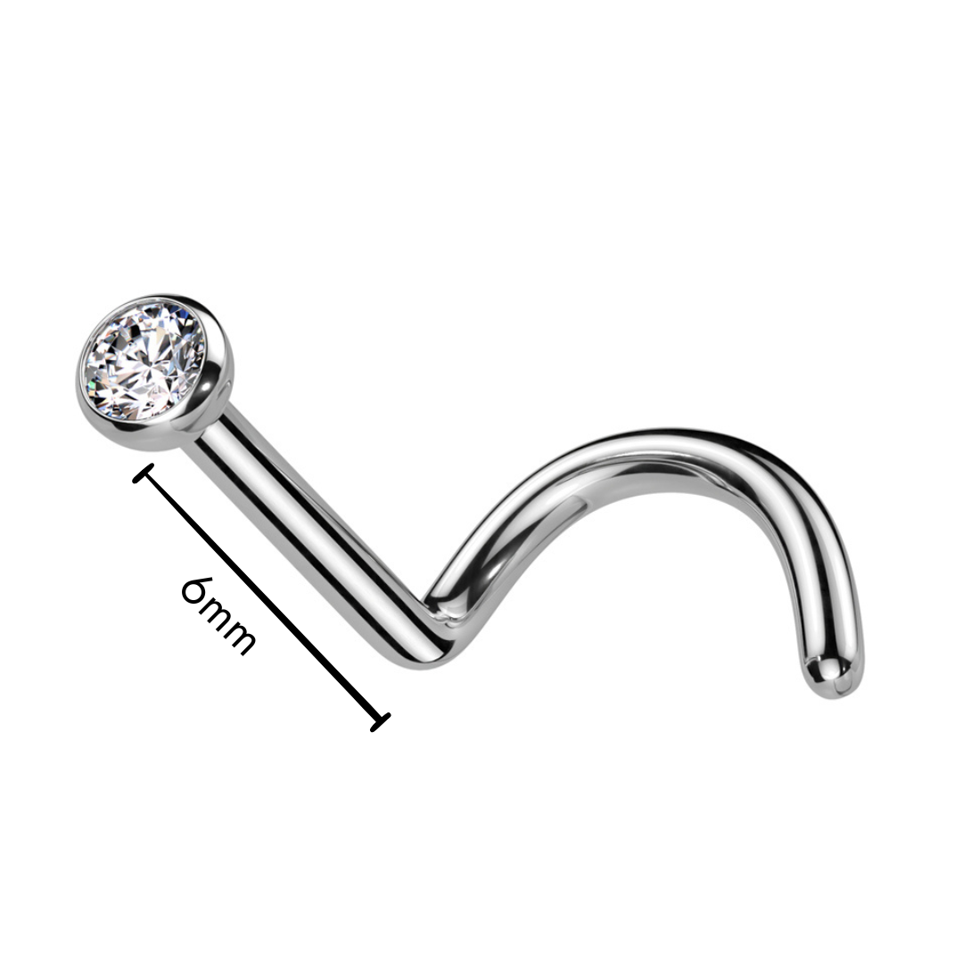 Nose Studs - TITANIUM - Nose Screw Jewelled