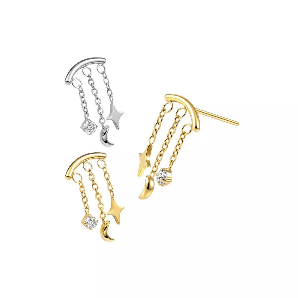 PARTS - TITANIUM - Threadless Hidden Helix Moon & Star