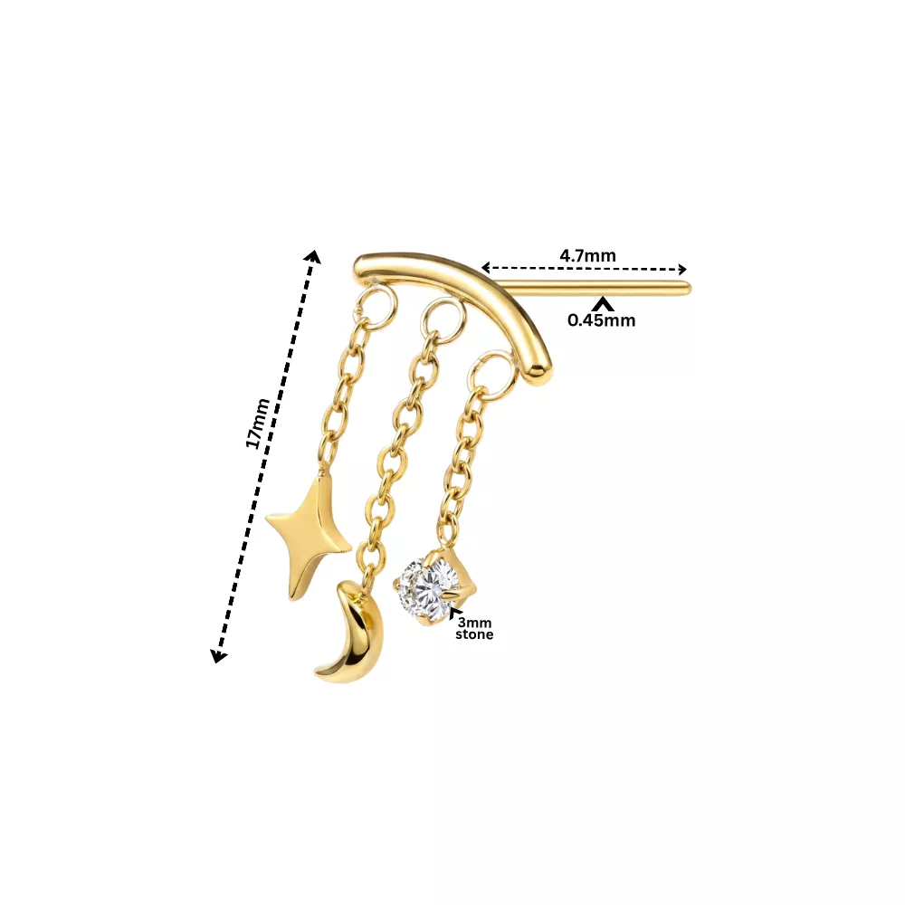 PARTS - TITANIUM - Threadless Hidden Helix Moon & Star