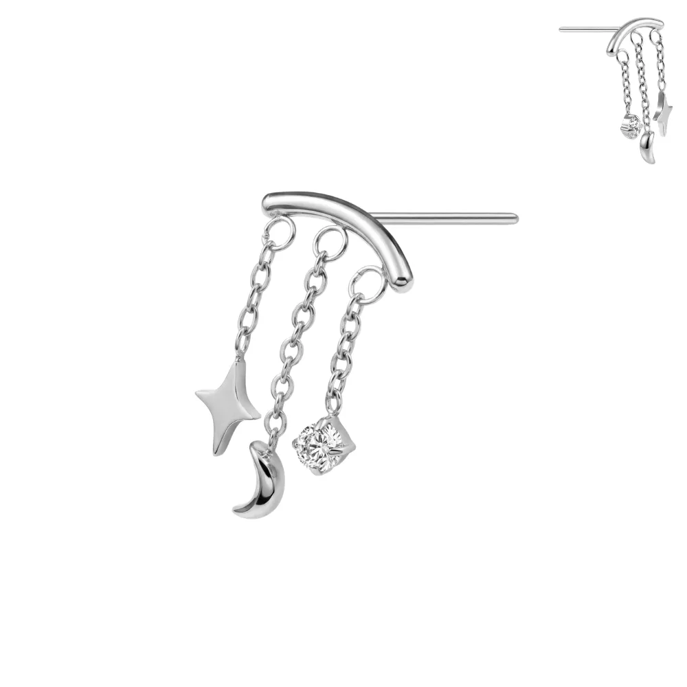 PARTS - TITANIUM - Threadless Hidden Helix Moon & Star