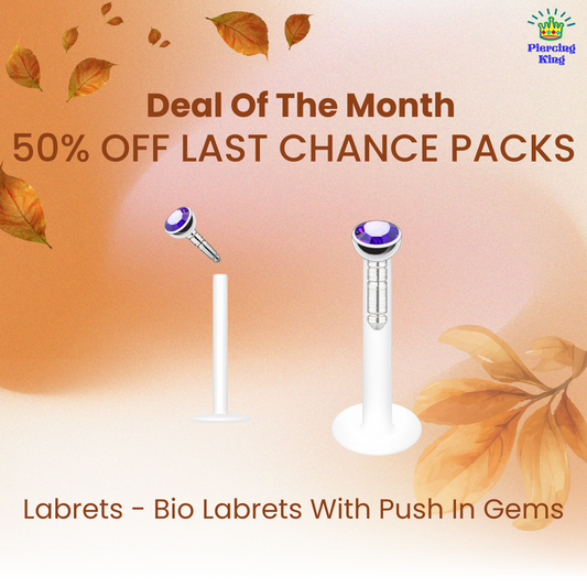 Last Chance Packs - Labrets - Bio Labret With Push-In Gem