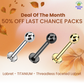 Last Chance Packs - Labrets - TITANIUM - Threadless Faceted Ball