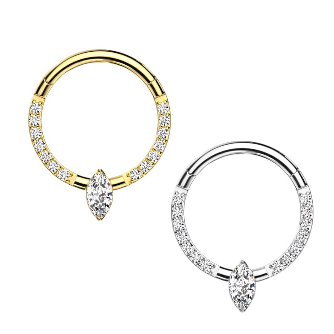 Segment Ring - TITANIUM - Marquise CZ