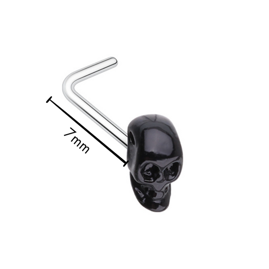 Nose Stud - Black Skull