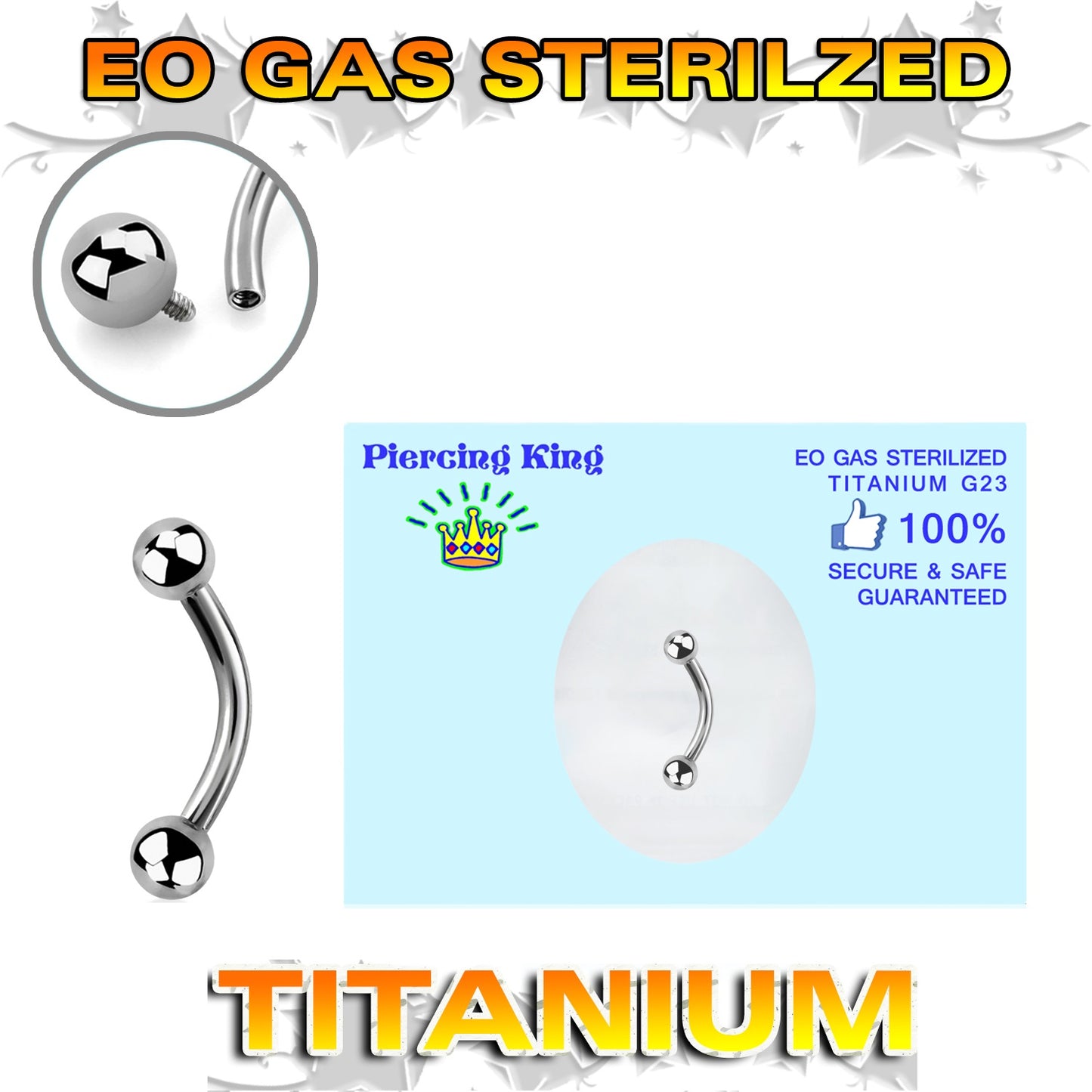 Pre-Sterilized - TITANIUM - IT Curved Barbells
