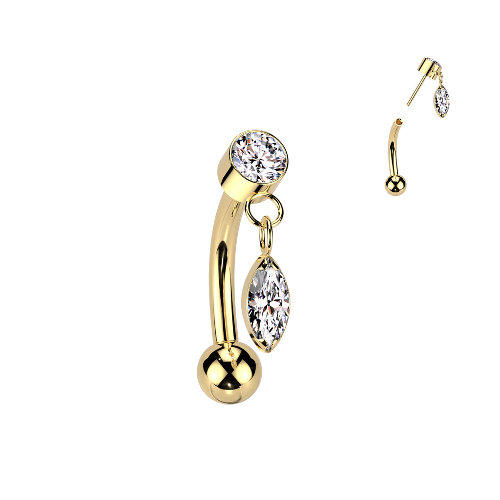 Curved Barbell - TITANIUM Threadless Dangle