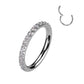 EO Gas sterilized 316L surgical steel hinged segment ring with clear side-facing cubic zirconia. Great for cartilage piercings, lip, eyebrow, ear lobes, or even nostril. These beautiful jewelled clickers look great in the daith, rook, snug, helix or tragus. This product is only available to wholesale customer. Please contact us if you would like to become a wholesale customer.