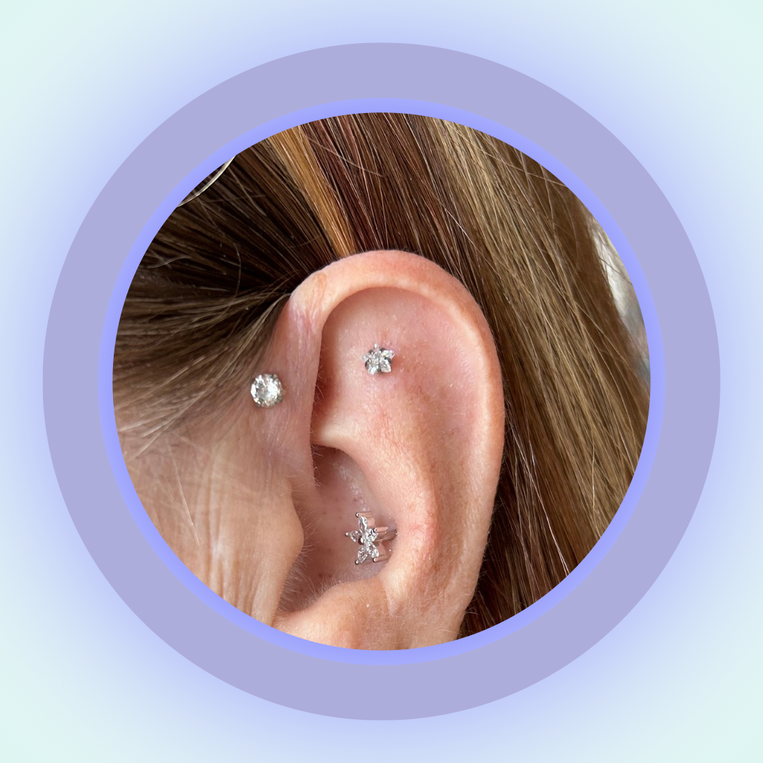 Cartilage - Round Prong-Set Gem 18g
