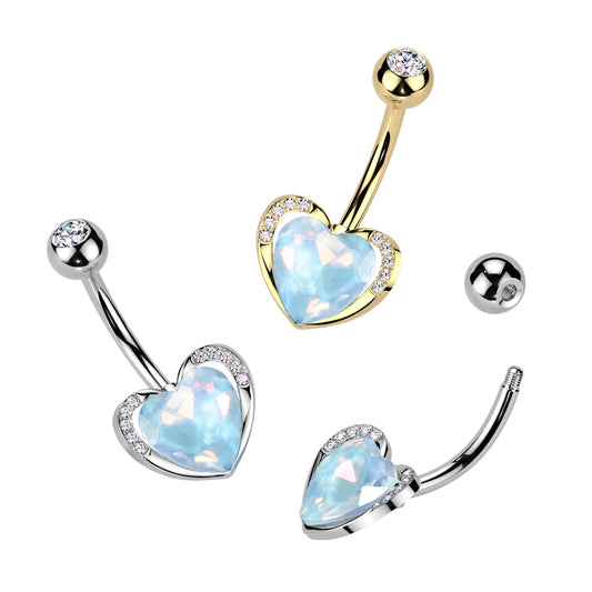 Belly Ring - Aqua AB Heart