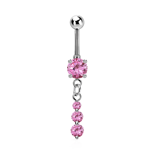 Belly Ring - 3 CZ Dangle