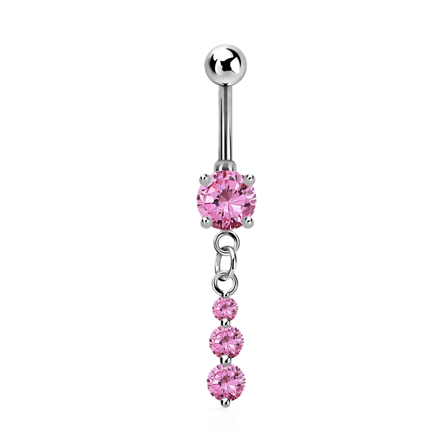 Belly Ring - 3 CZ Dangle