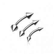 Curved Barbell - Surgical Steel With Spikes
