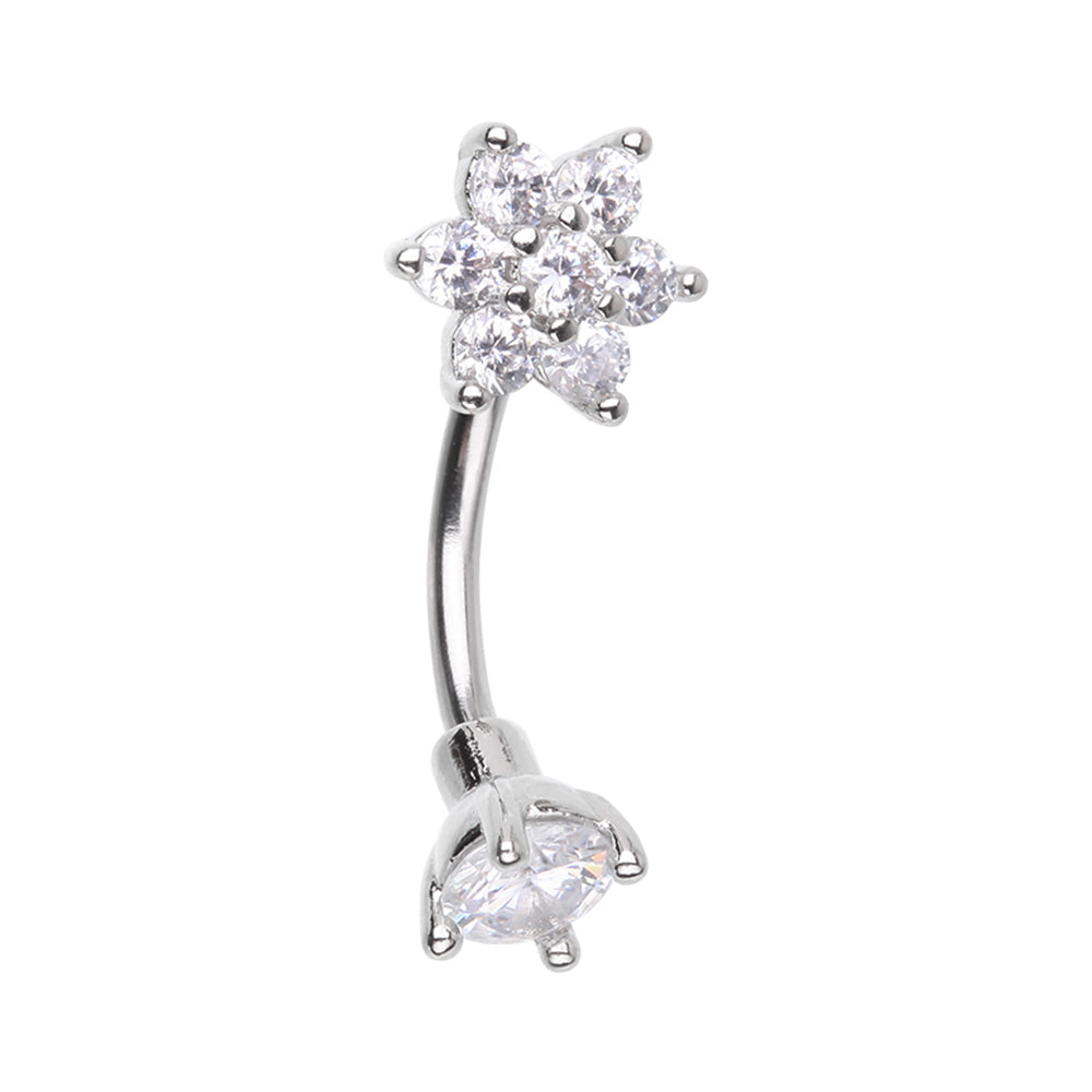 Curved Barbell - Jewelled Flower