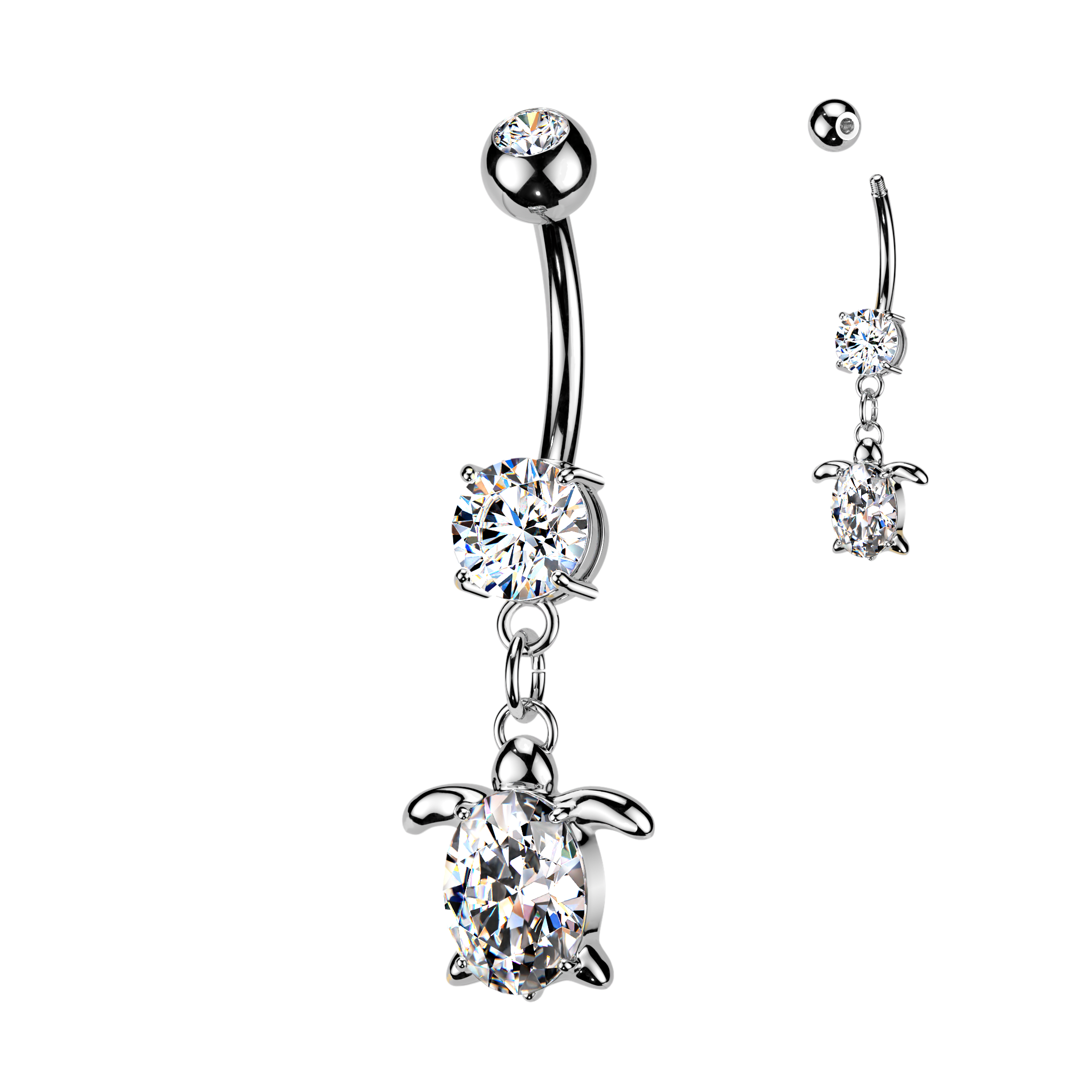 Belly Ring - CZ Turtle