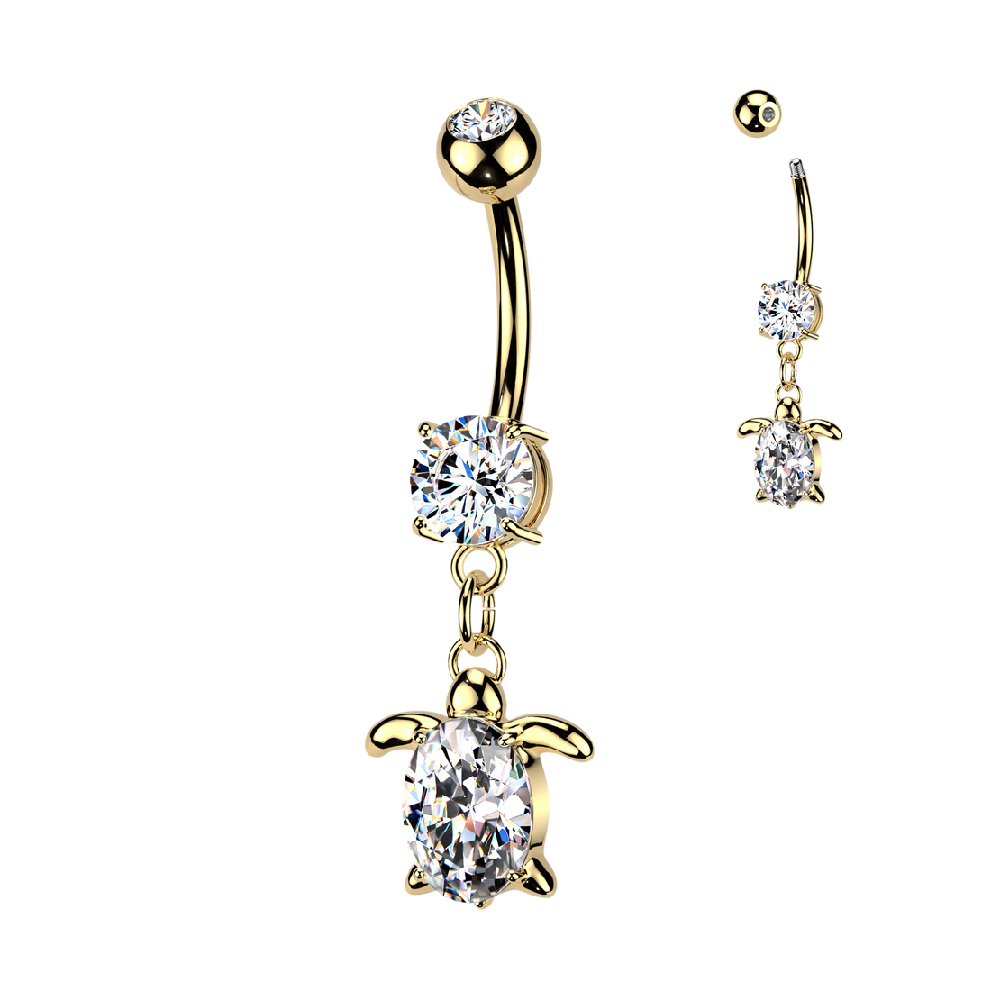 Belly Ring - CZ Turtle