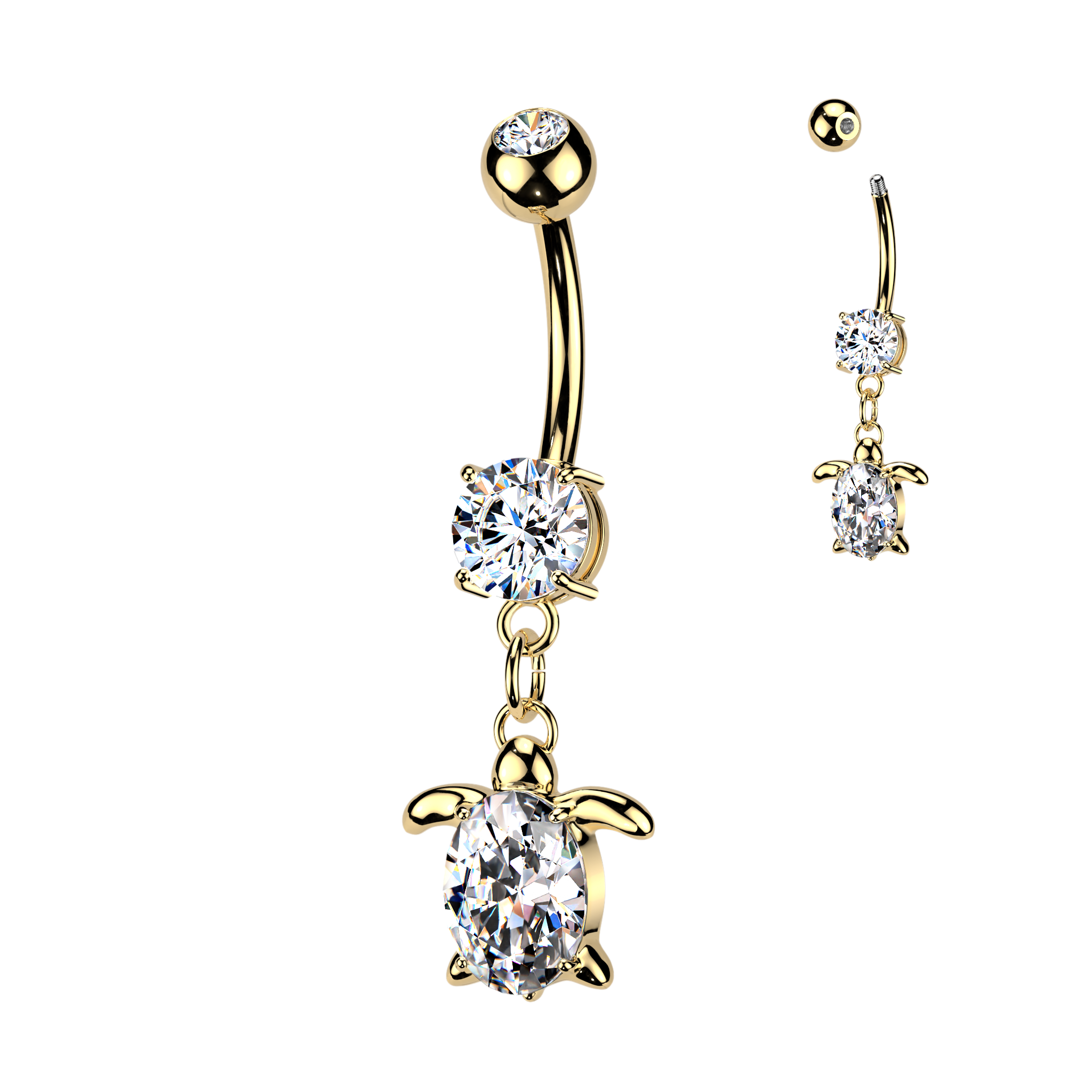 Belly Ring - CZ Turtle