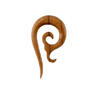 Sabo wood hand-carved hanging devil horn stretcher.  Sold by the piece.