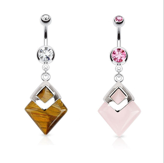 Belly Ring - H Diamond Gemstone