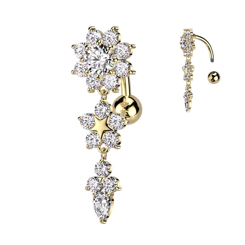 Belly Ring - Reverse Double Flower