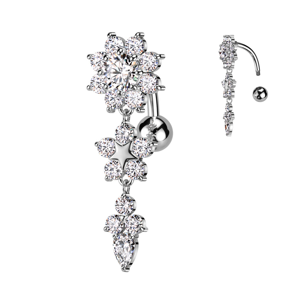 Belly Ring - Reverse Double Flower