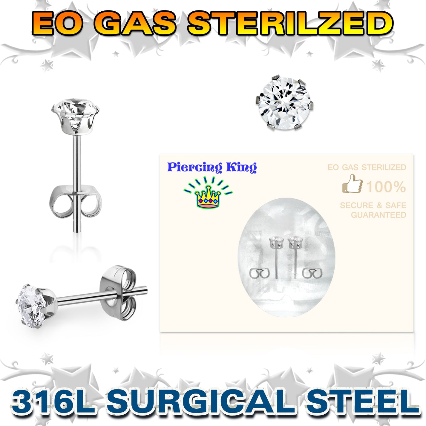 PreSterilized Earrings One Pair Piercing King