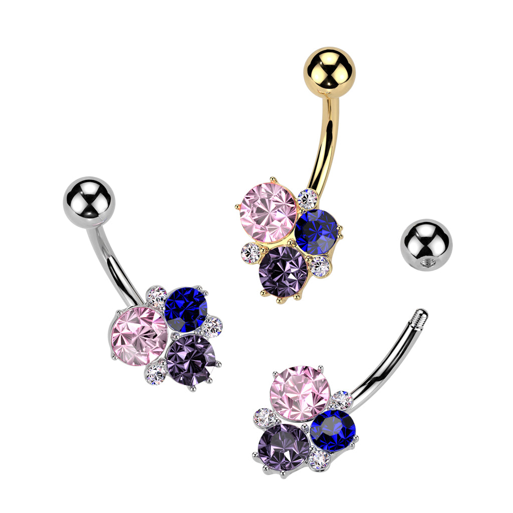 Belly Ring - Multicolour Gem Cluster