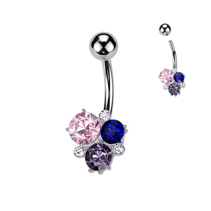 Belly Ring - Multicolour Gem Cluster