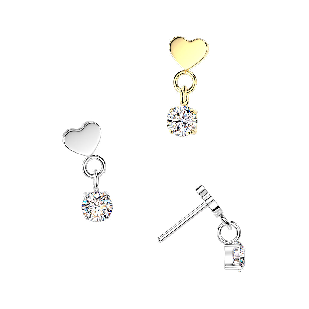 PARTS - TITANIUM - Threadless Heart And Dangle