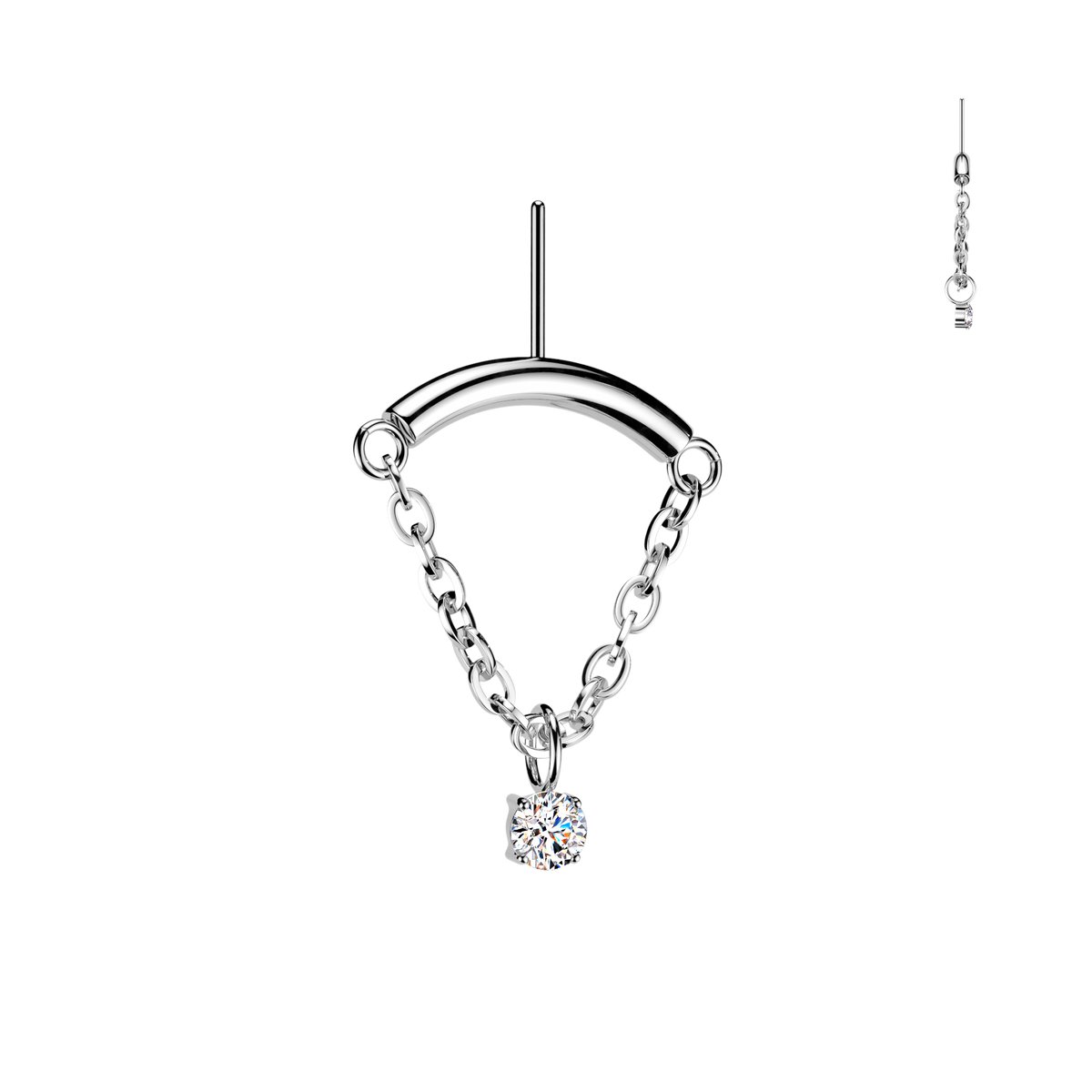 PARTS - TITANIUM - Threadless Hidden Helix Chain With Gem VERTICAL