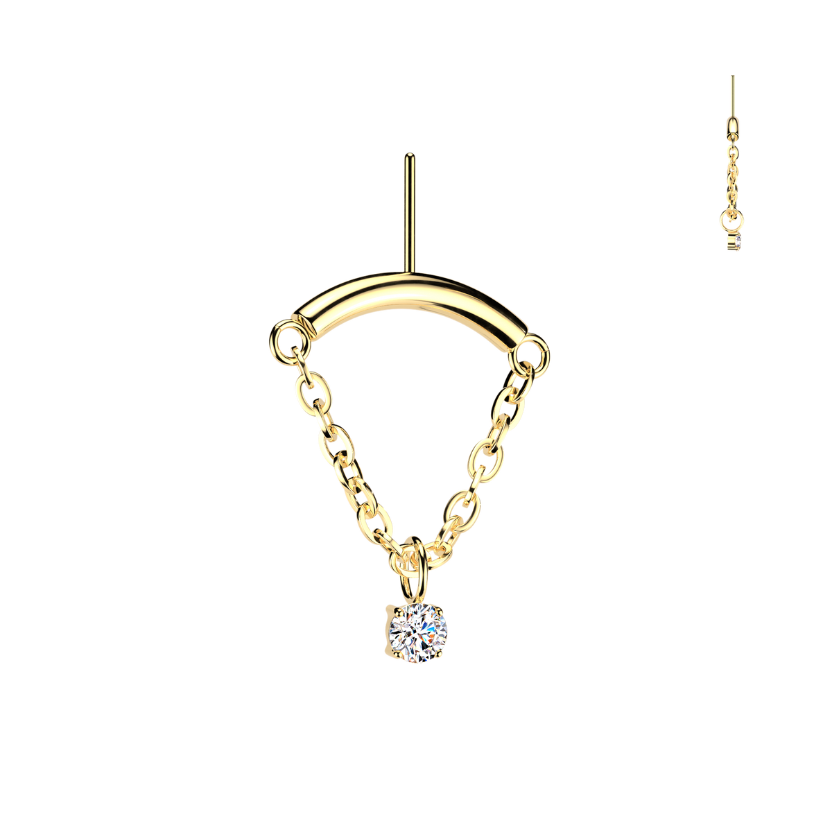 PARTS - TITANIUM - Threadless Hidden Helix Chain With Gem VERTICAL