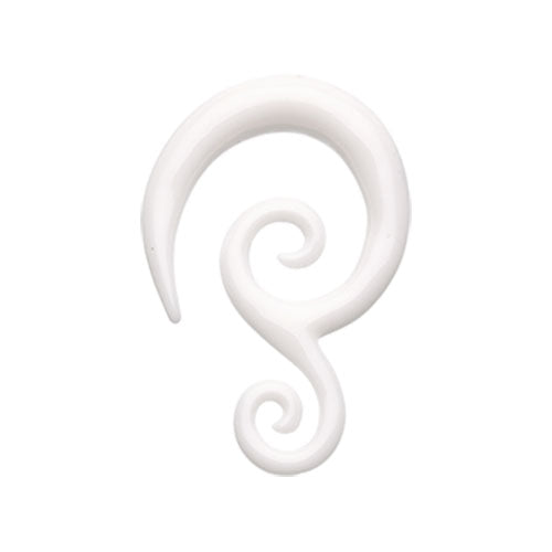 White acrylic hypnotic stretcher with fancy swirl design.