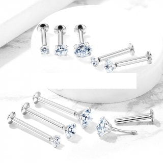 Labrets - TITANIUM - Threadless Prong Set Gem