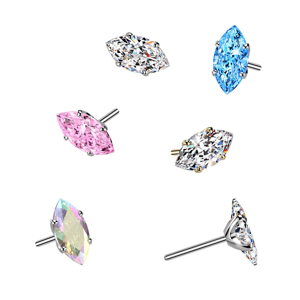 PARTS - TITANIUM - Threadless Marquise Gems