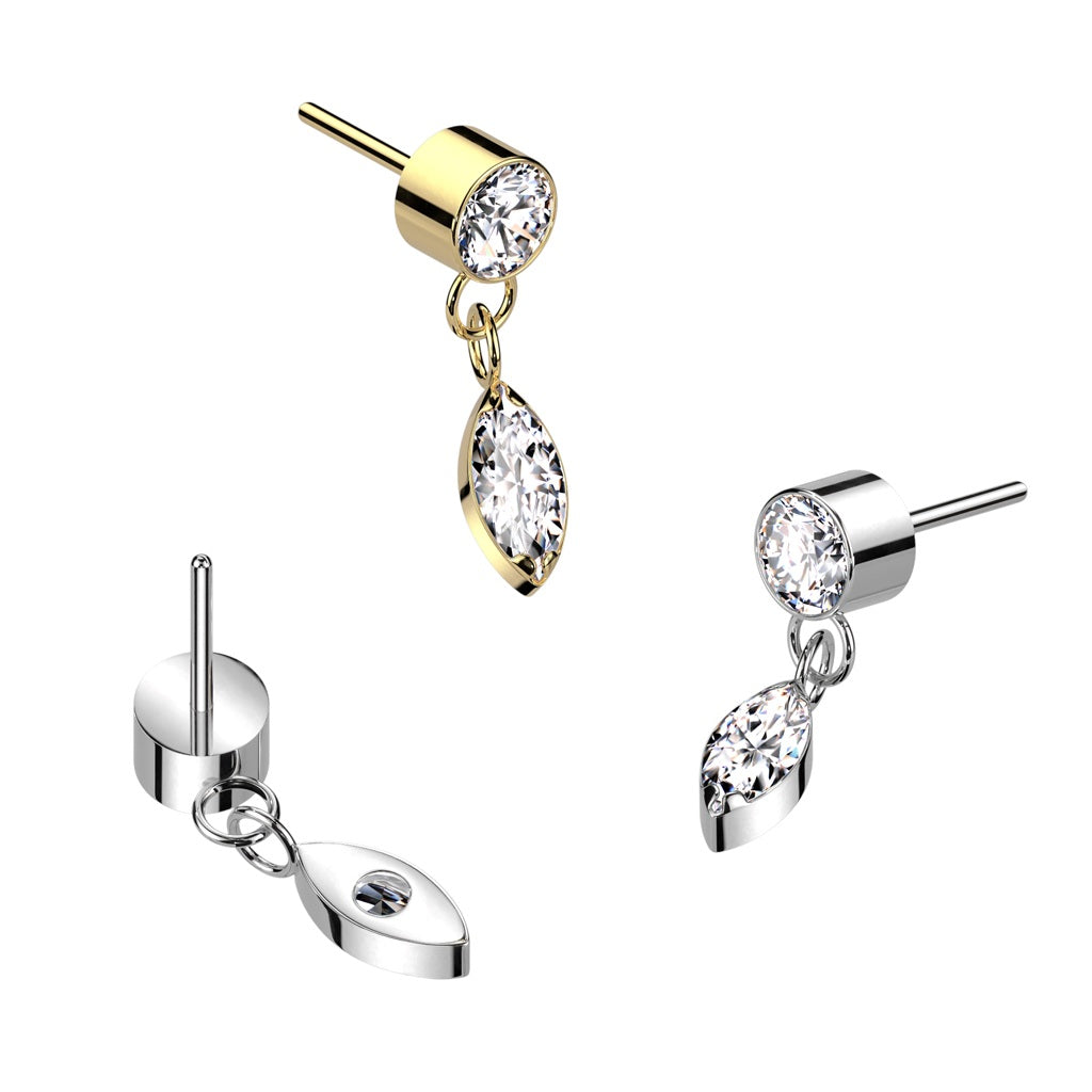 PARTS - TITANIUM - Threadless Marquise Dangle