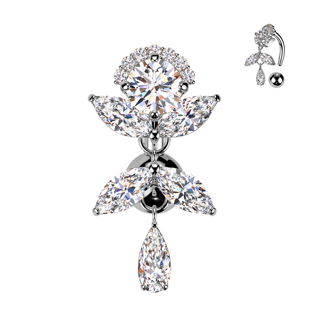 Belly Ring - TITANIUM Reverse Marquise Vine