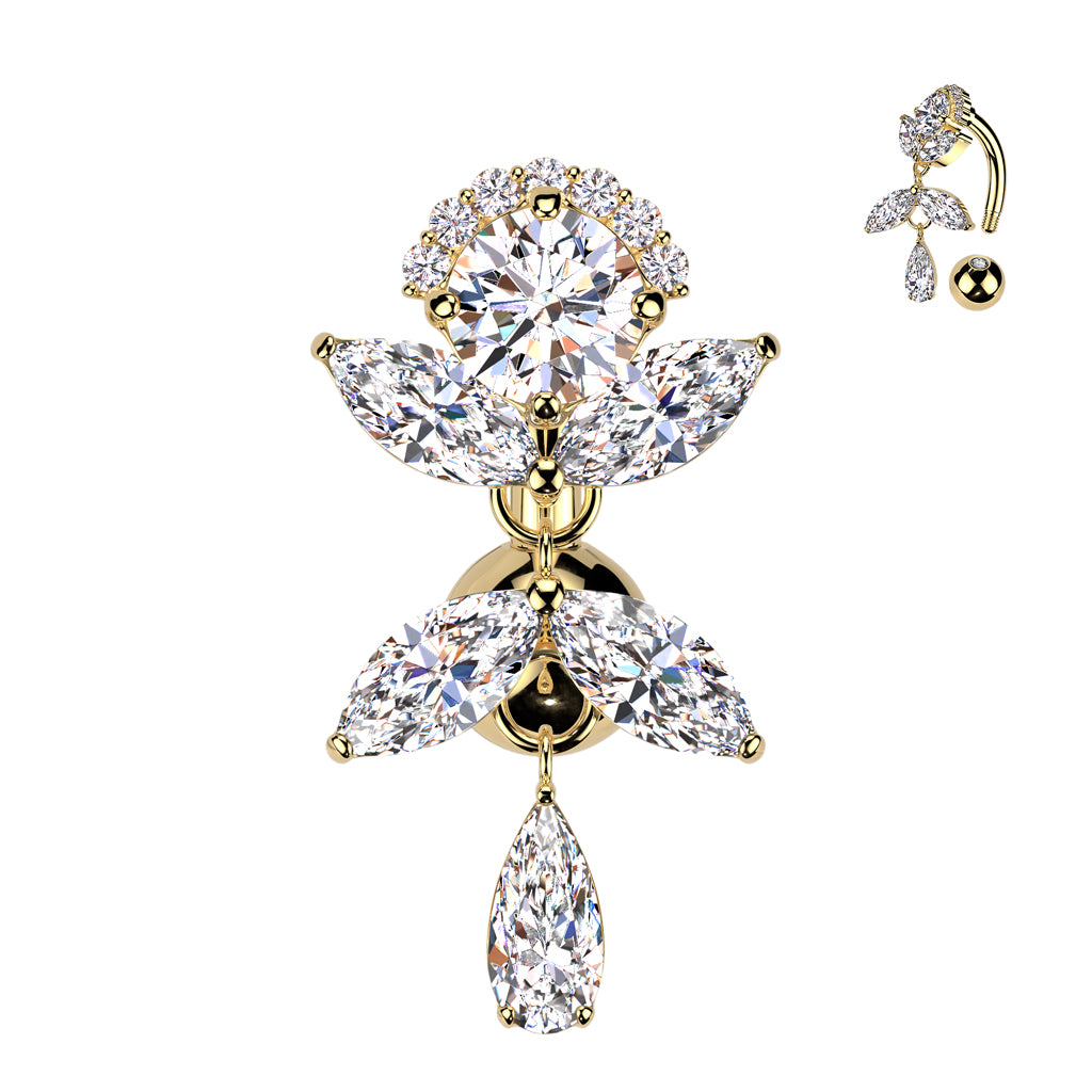 Belly Ring - TITANIUM Reverse Marquise Vine