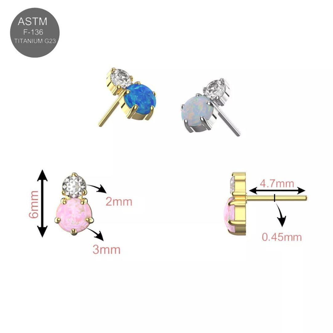 PARTS - TITANIUM - Threadless Opal & CZ