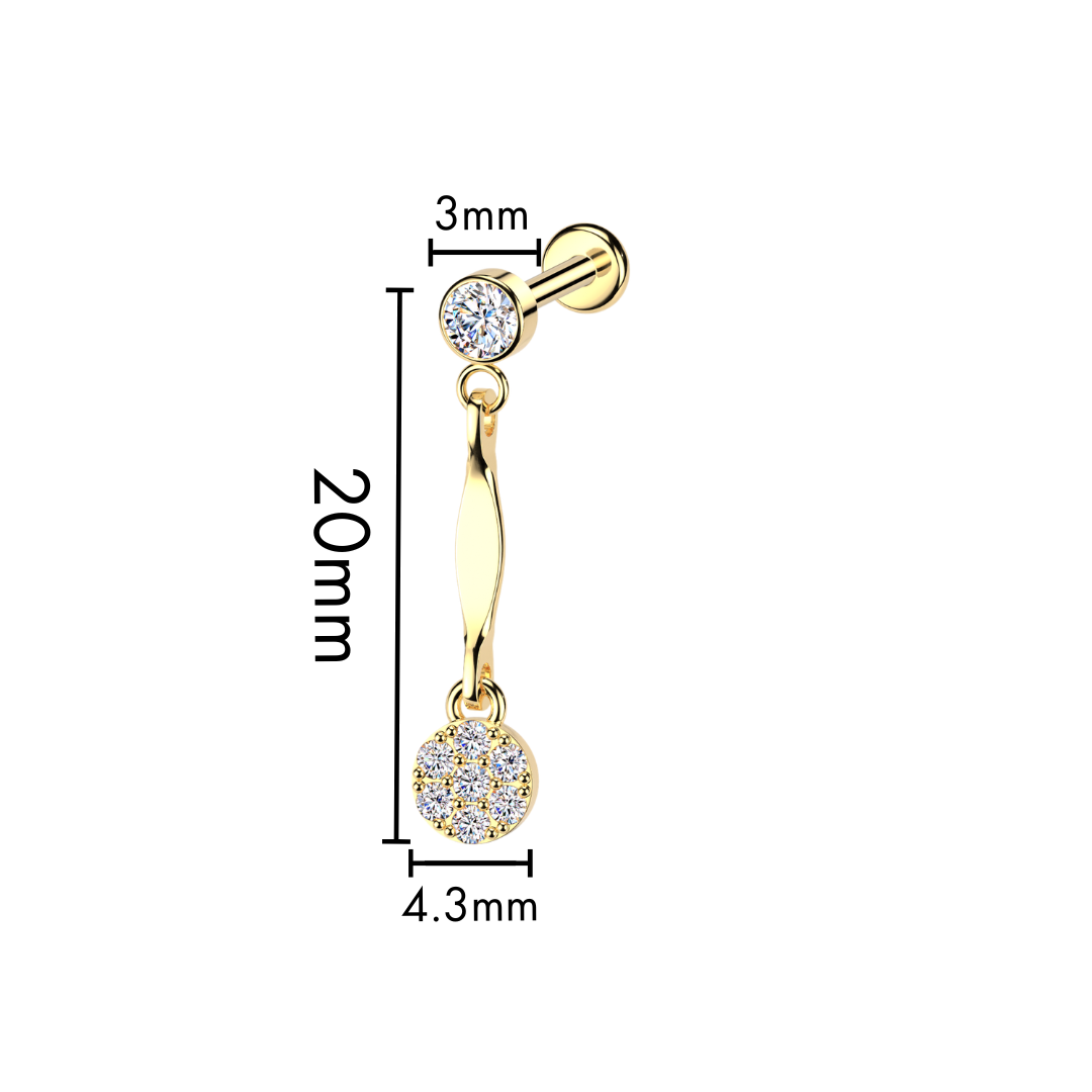 Labrets - Threadless With Dangle Pavé Gems