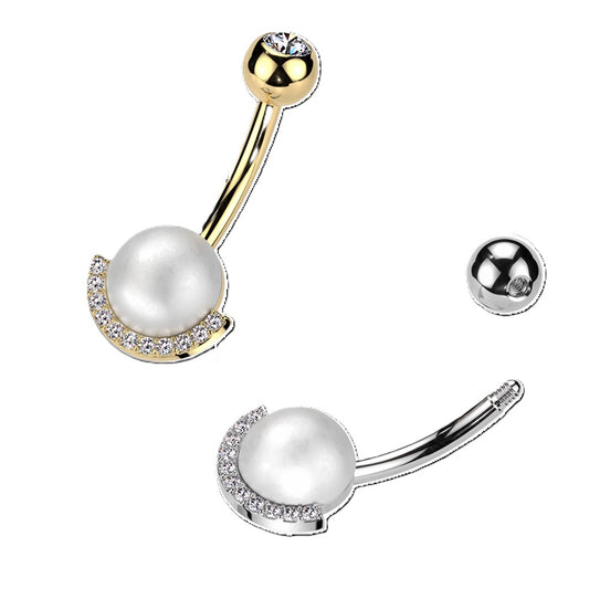 Belly Ring - H Pearl & CZ