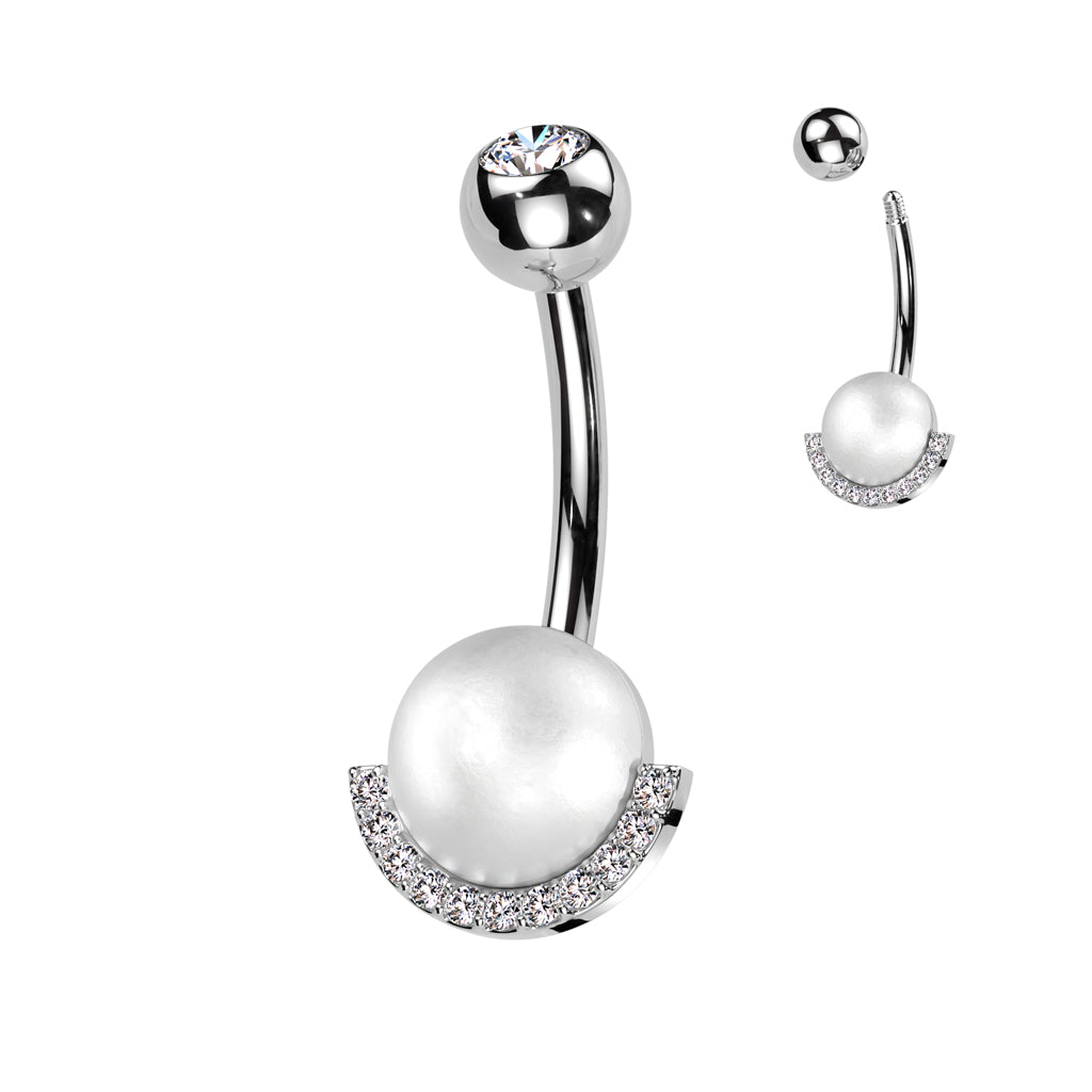 Belly Ring - H Pearl & CZ