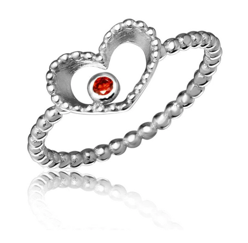 Rings - Heart with Red Gem