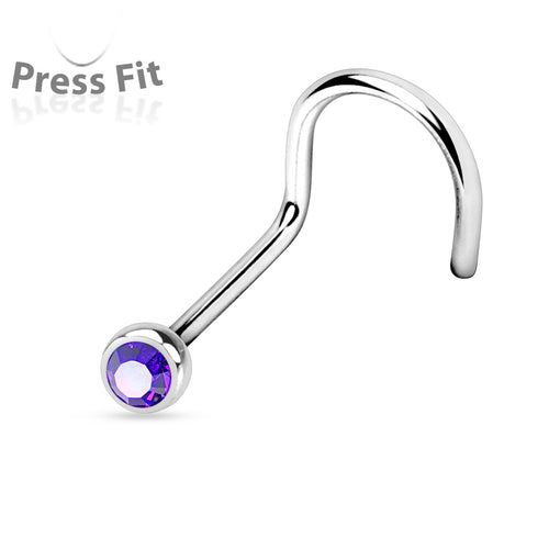 Nose Studs - Nose Screw With Press Set Gem - 20 Gauge