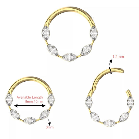 Segment Ring - TITANIUM - Marquise Lined