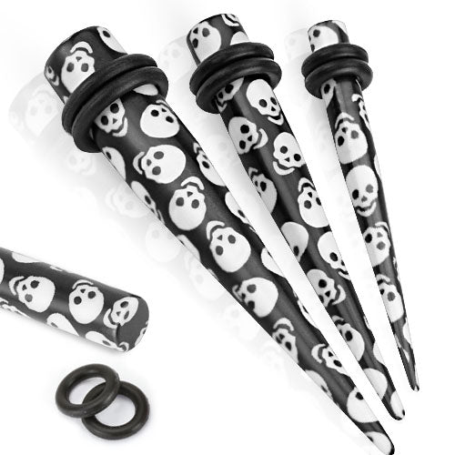 Acrylic designed stretchers, black with white skulls. 