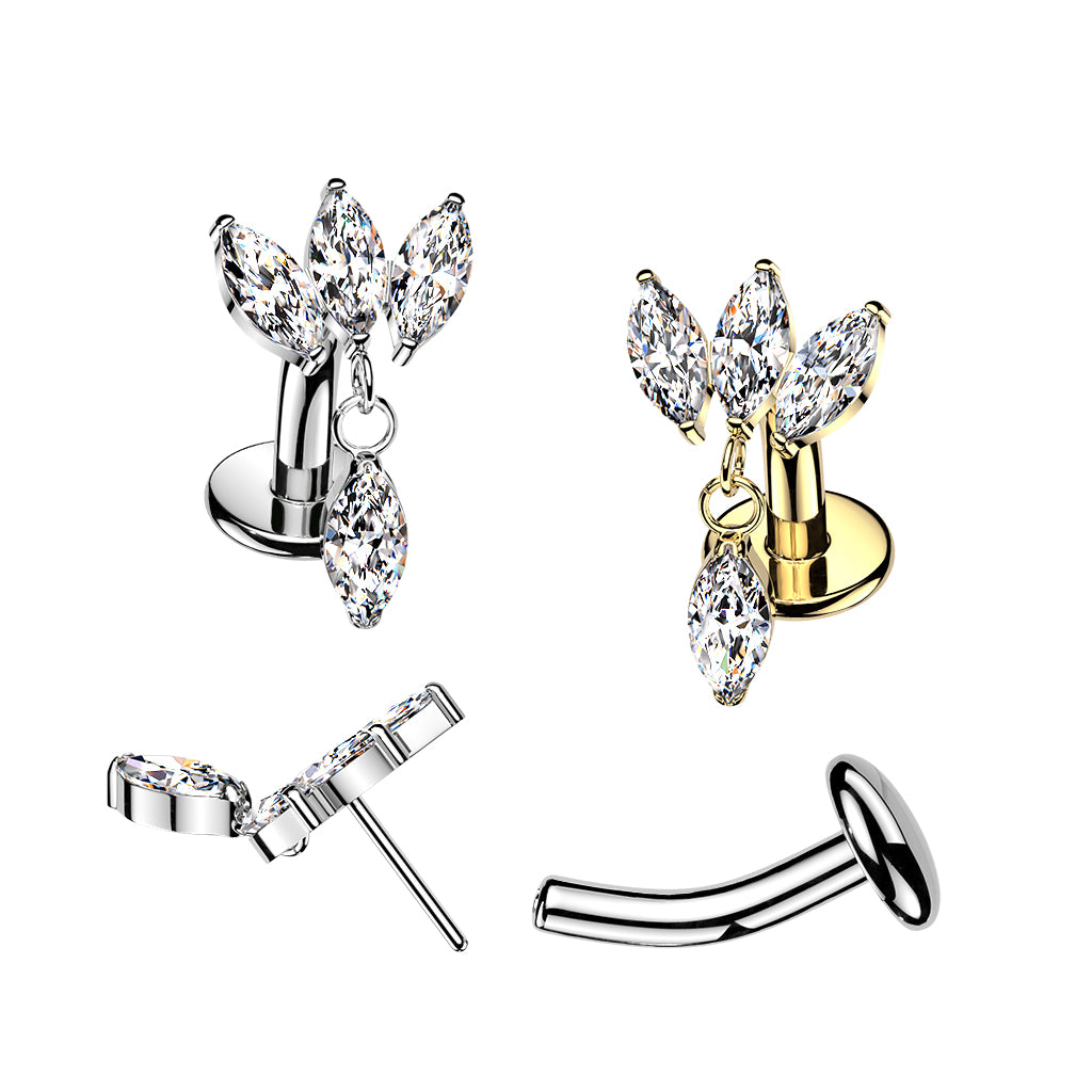 Belly Ring - TITANIUM Threadless Dangly Marquise