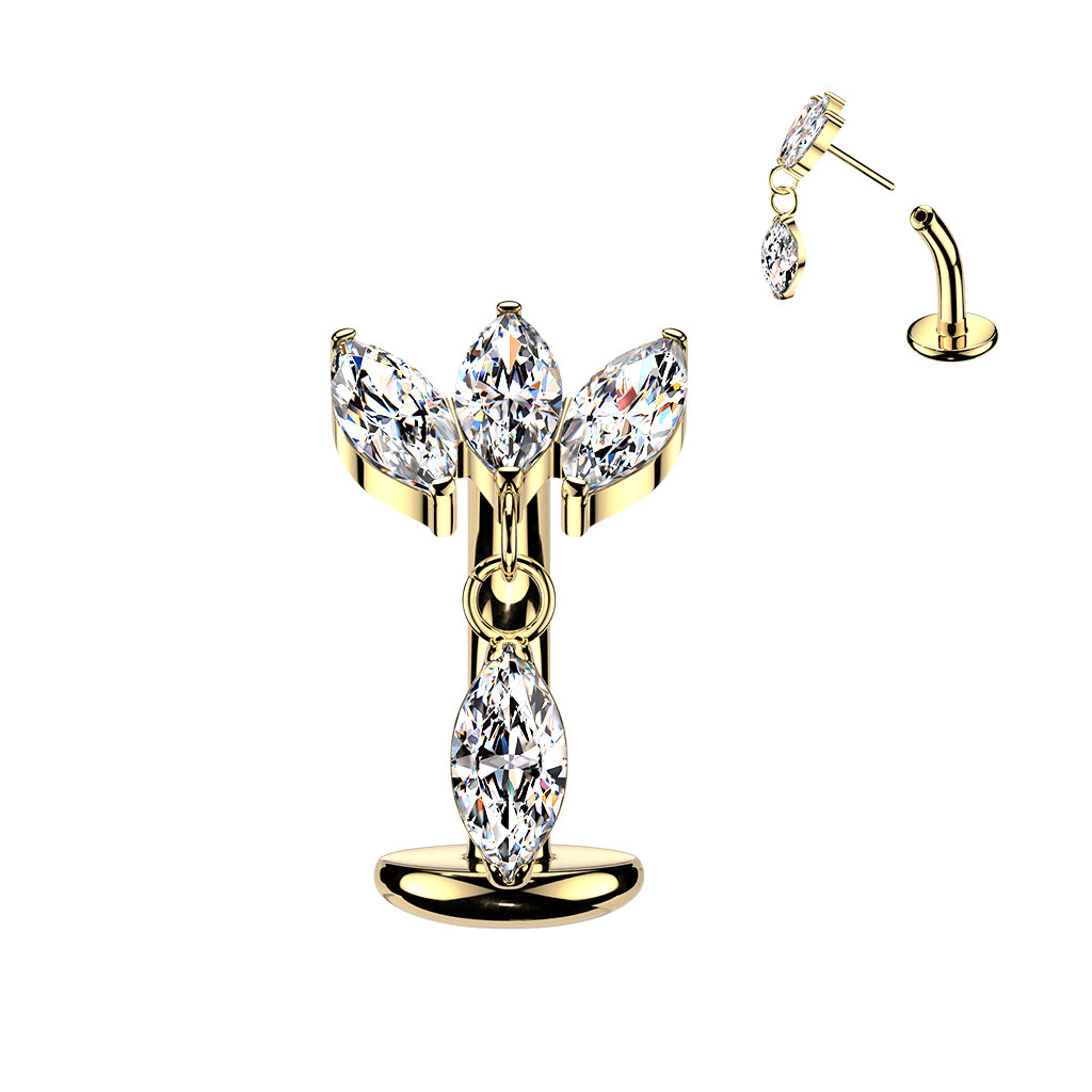 Belly Ring - TITANIUM Threadless Dangly Marquise