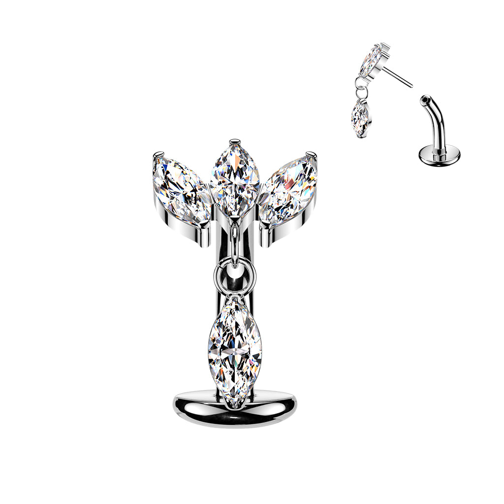 Belly Ring - TITANIUM Threadless Dangly Marquise